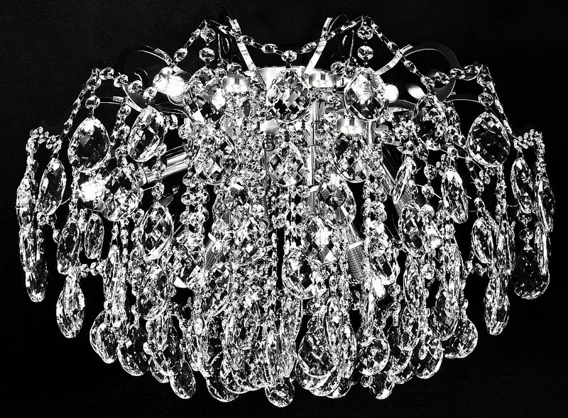 30030/8 CH+WT GLASS Светильник 8*Е14*60W+24W LED ПДУ
